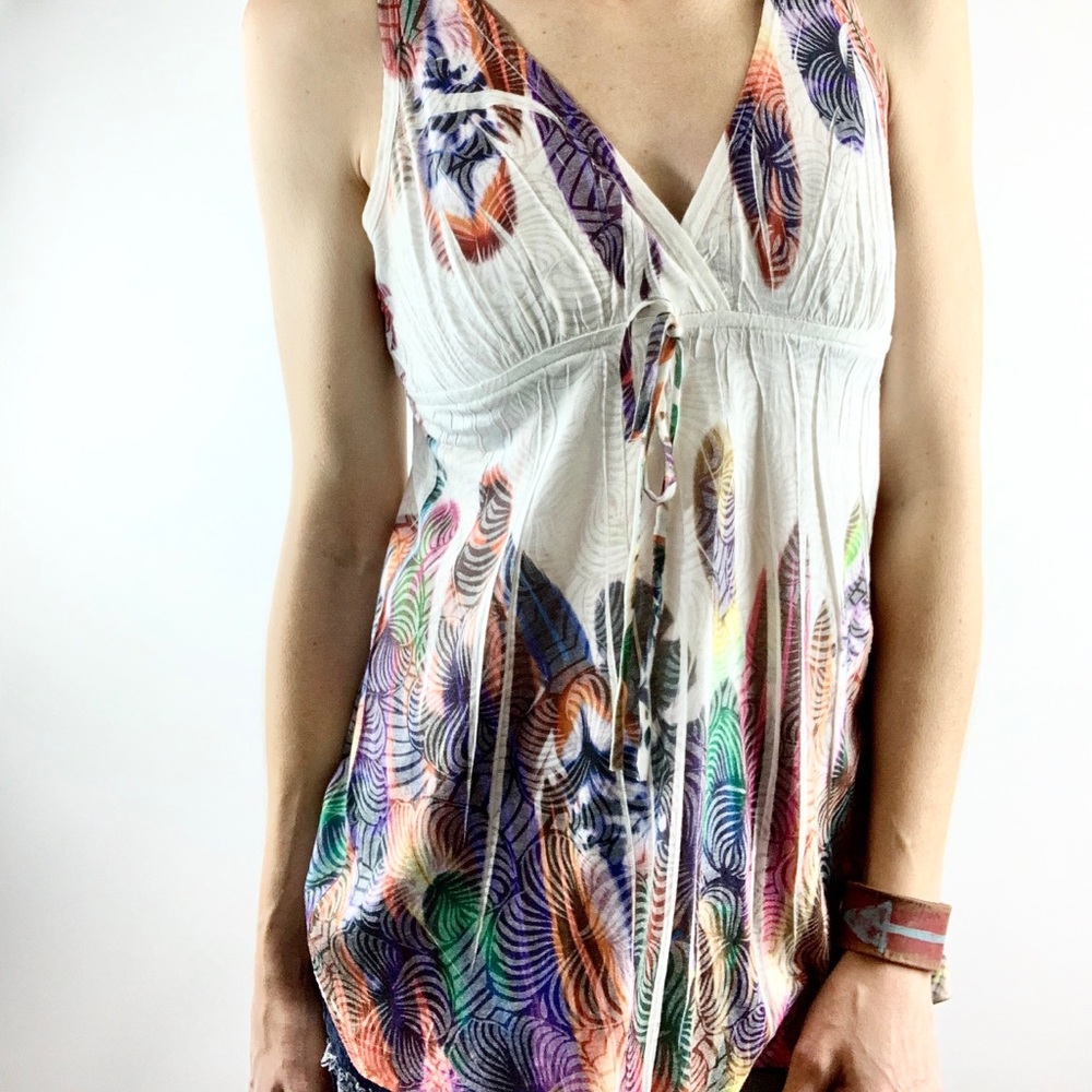 FOREVER 21 | Boho Colorful Feathers Print Tank Top